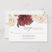 Invitation Réponse du RSVP Chrysanthemum Marsala Rose d'autom (Devant)