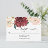 Invitation Réponse du RSVP Chrysanthemum Marsala Rose d'autom (Debout devant)