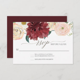 Invitation Réponse du RSVP Chrysanthemum Marsala Rose d'autom