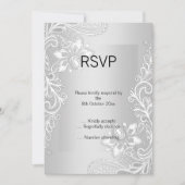 INVITATION REPONSE ELEGANT LACE ARGENTÉE  (Devant)
