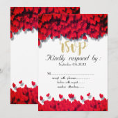 Invitation Réponse élégante cœurs rouges (Devant / Derrière)