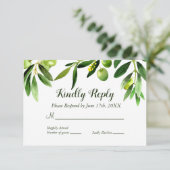 Invitation Réponse élégante de feuille d'olive boho jardin (Debout devant)
