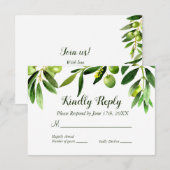 Invitation Réponse élégante de jardin bohème à feuille d'oliv (Devant / Derrière)