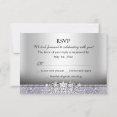 Invitation Réponse élégante diamant violet RSVP (Devant)