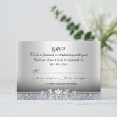Invitation Réponse élégante diamant violet RSVP (Debout devant)