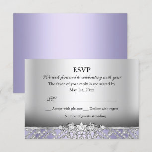 Invitation Réponse élégante diamant violet RSVP