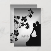 Invitation Réponse élégante événement or argent blanc (Devant / Derrière)