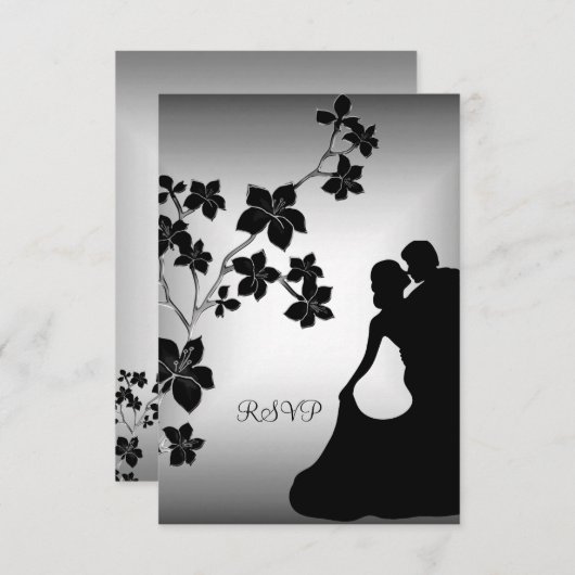 Invitation Réponse élégante événement or argent blanc (Devant / Derrière)