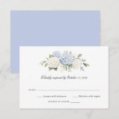 Invitation Réponse élégante florale mariage hydrangea bleu (Devant / Derrière)