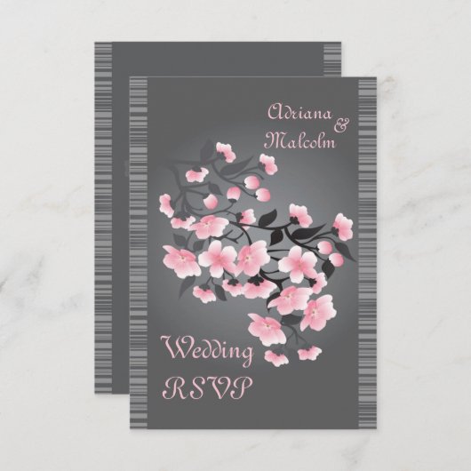 Invitation Réponse fleur de cerisier (Sakura) (Devant / Derrière)