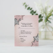 Invitation Réponse florale corail avec sélection de menu (Debout devant)