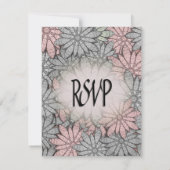 Invitation Réponse florale corail avec sélection de menu (Dos)