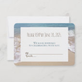 Invitation réponse mariage-coeurs sur la plage dans le sable (Devant)