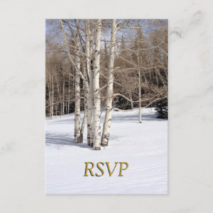 Invitation Réponse Mariage Hiver Sapins d'Aspen dans la Neige