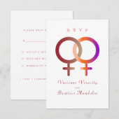 Invitation Réponse mariage lesbien arc-en-ciel (Devant / Derrière)