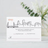 Invitation Réponse Mariage Portland Skyline (Debout devant)