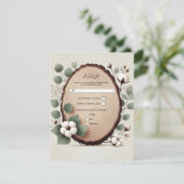 Invitation Réponse Mariage Rustique Coton Eucalyptus Bois de (Debout devant)