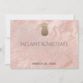 Invitation Réponse minimaliste rose gold marble gold pineappl (Dos)
