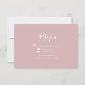 Invitation Réponse moderne simple rose et coeurs RSVP (Devant)