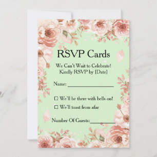 Invitation Réponse personnalisée Fleurs Roses Menthe et Rose