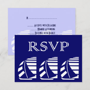 Invitation Réponse personnalisée RSVP Blue White Sailboats