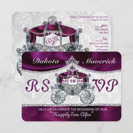 Invitation Réponse pour Conte de Fées Royal (Devant / Derrière)