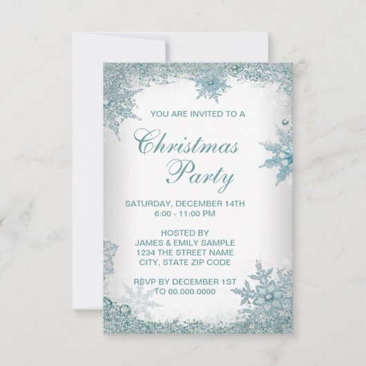 Invitation Réponse pour la fête de Noël au flocon de neige bl (Devant)