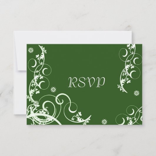 Invitation Réponse pour la réception de mariage Green Flouris (Devant)