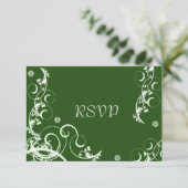 Invitation Réponse pour la réception de mariage Green Flouris (Debout devant)