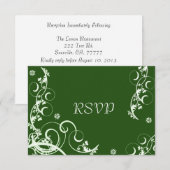 Invitation Réponse pour la réception de mariage Green Flouris (Devant / Derrière)