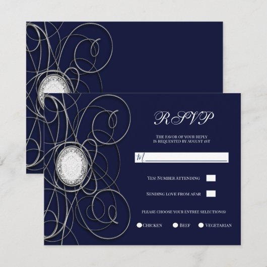 Invitation Réponse pour l'anniversaire de mariage Saphir Bleu (Devant / Derrière)