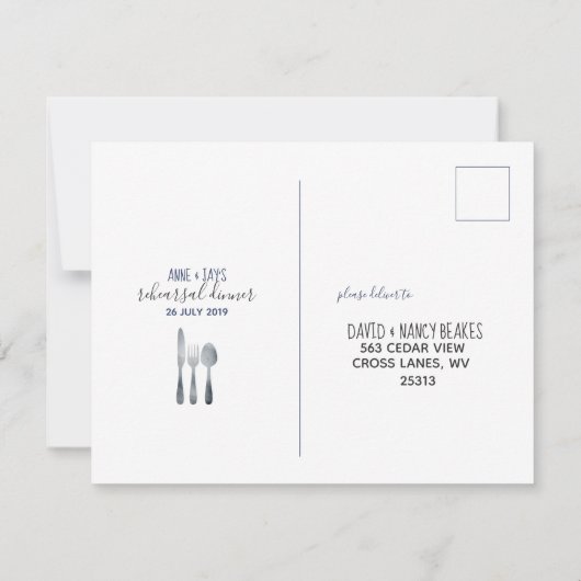 Invitation Réponse pour le dîner de répétition (Dos)