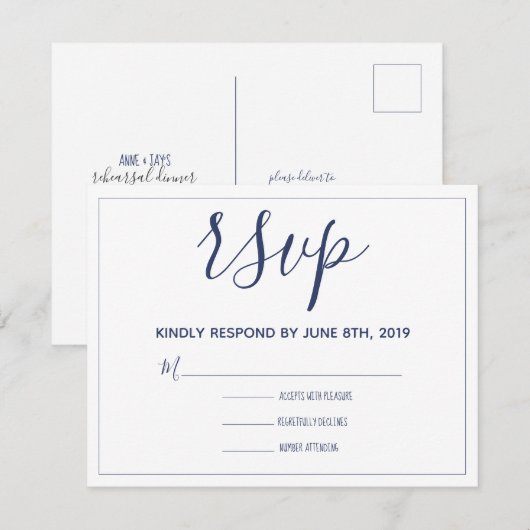 Invitation Réponse pour le dîner de répétition (Devant / Derrière)