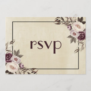 Invitation Réponse pour le mariage aux pivoines Deep Purple