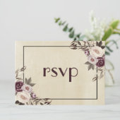 Invitation Réponse pour le mariage Deep Purple Peonies (Debout devant)