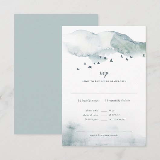 Invitation Réponse pour le mariage Winter Mystère + choix de  (Devant / Derrière)