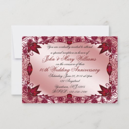 Invitation Réponse pour les 40 ans de mariage (Dos)