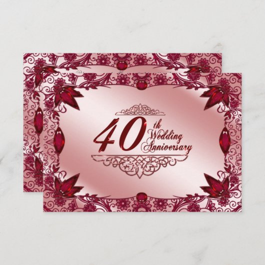 Invitation Réponse pour les 40 ans de mariage (Devant / Derrière)
