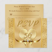 Invitation Réponse pour les 50 ans de mariage d'or avec menu (Devant / Derrière)