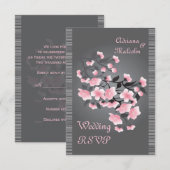 Invitation Réponse pour les fleurs de cerisier (Sakura) (Devant / Derrière)