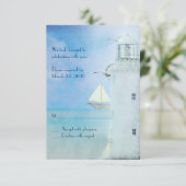 Invitation réponse pour mariage au phare blanc (Debout devant)