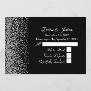 Invitation Réponse pour Mariage Élégant Noir & Blanc Diamant