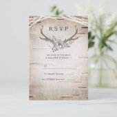 Invitation Réponse pour mariage rétro Bois de cerf rustique B (Debout devant)