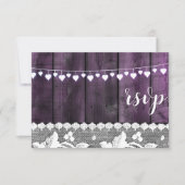 Invitation réponse pour mariage rustique - bois, dentelle, co (Devant)
