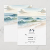 Invitation Réponse pour mariage rustique côtier avec vagues d (Devant / Derrière)