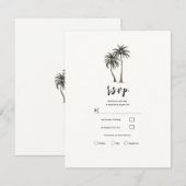 Invitation Réponse pour mariage rustique côtier sous palmiers (Devant / Derrière)