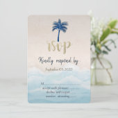 Invitation Réponse pour mariage sur la plage tropicale avec p (Debout devant)