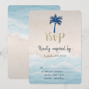 Invitation Réponse pour mariage tropical sur la plage avec pa