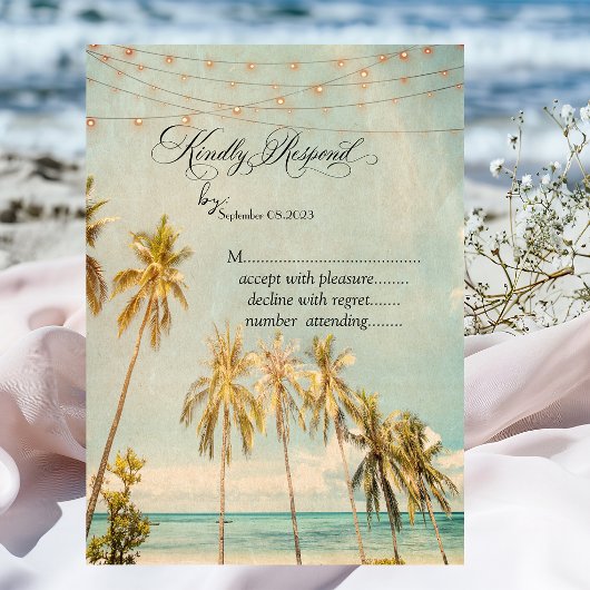 Invitation Réponse pour Retro Beach Palms  