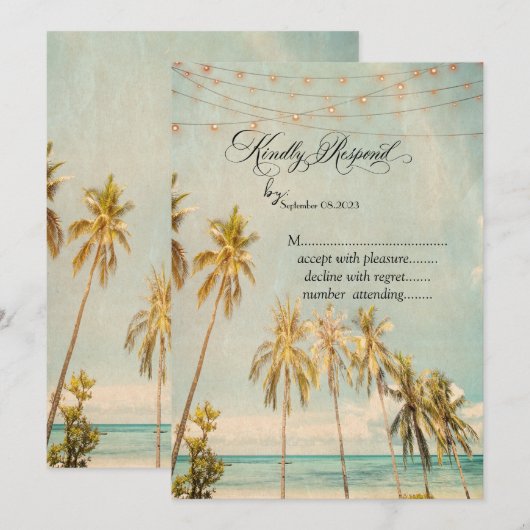 Invitation Réponse pour Retro Beach Palms (Devant / Derrière)